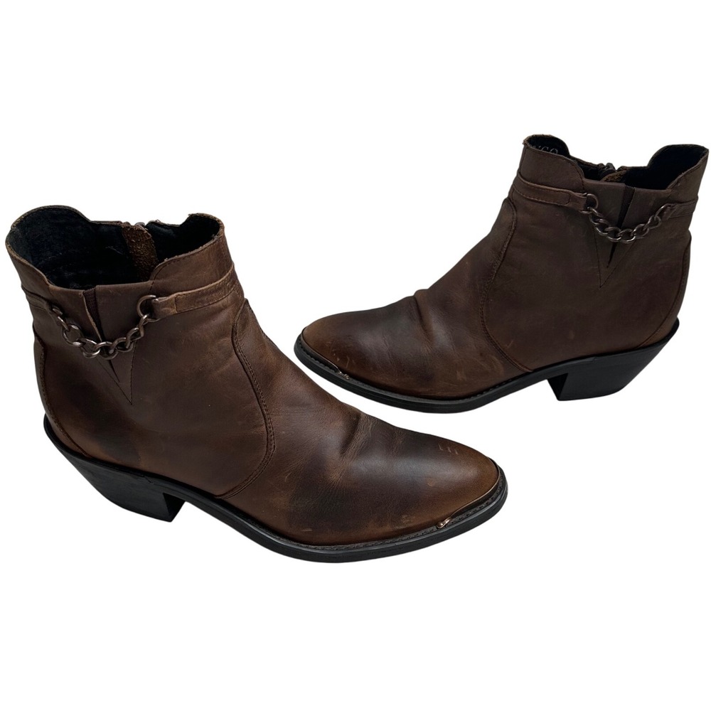 Durango RD864 Low Side Zip /Chain Leather Ankle Bootie Boots Shoes Women's 8M